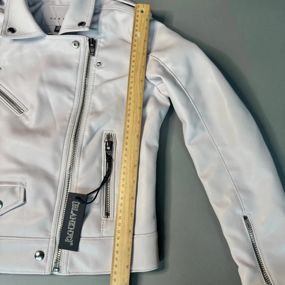 BlankNYC Moto Jacket XS NWT Vegan Leather Biker Off White / Ivory - Picture 6 of 8